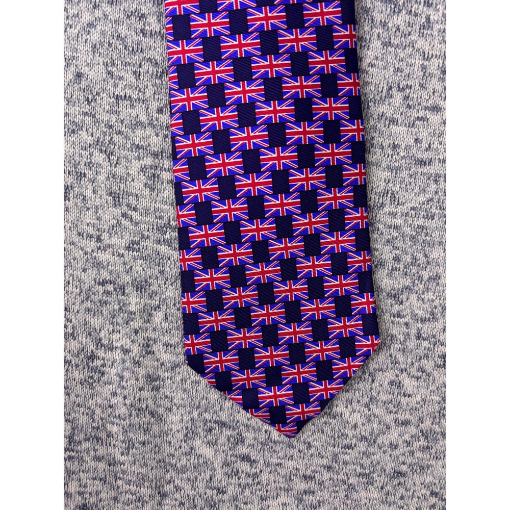 Frangi Necktie Men One Size Navy Blue New Union Jack British Flag Silk Italy